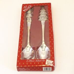 NEW Wallace Silversmiths 1998  2-PC Christmas Holiday Salad Set  Silver Plated